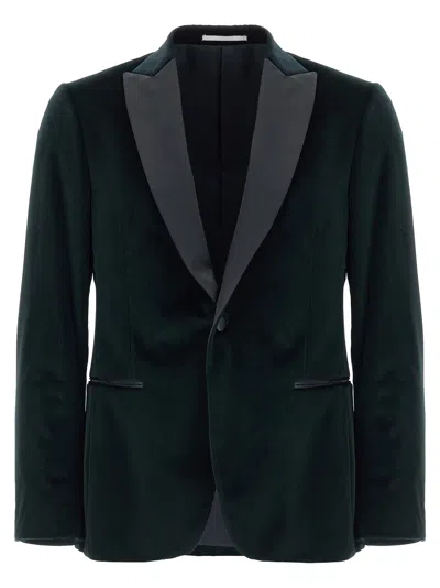 Pal Zileri Ceremony Line Velvet Blazer With Satin Lapel In Green