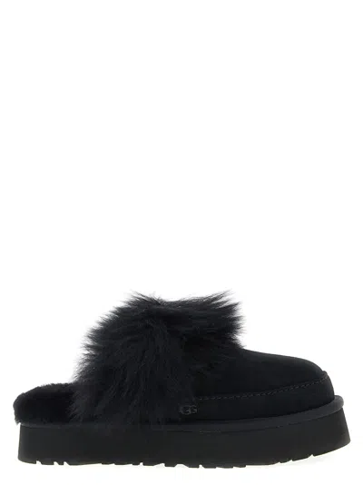 Ugg Disquette Chalet Suede And Sheepskin Slippers In Black