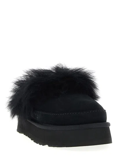 Ugg Disquette Chalet Suede And Sheepskin Slippers In Black