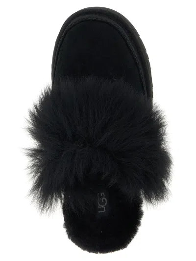 Ugg Disquette Chalet Suede And Sheepskin Slippers In Black