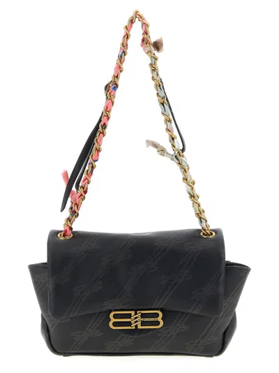 Balenciaga Printed Leather Mini Darling Shoulder Bag In Black