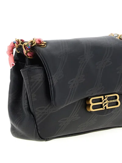 Balenciaga Printed Leather Mini Darling Shoulder Bag In Black