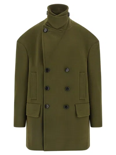 Namacheko Double-breasted Coat Featuring Structured Shoulders In Green