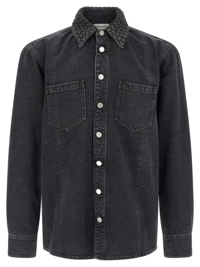 Namacheko Braided Long Sleeve Shirt With Quilted Collar In Black