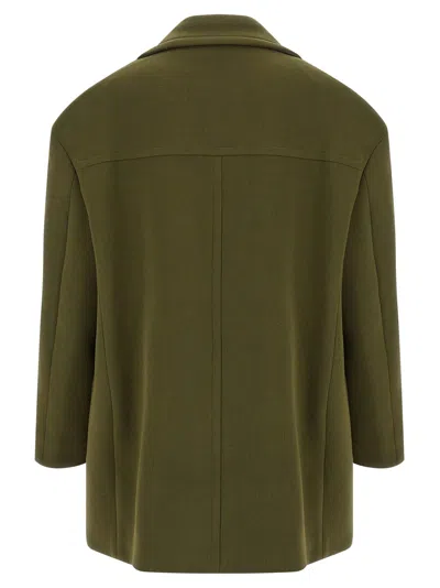 Namacheko Double-breasted Coat Featuring Structured Shoulders In Green