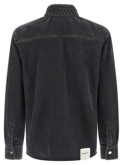 Namacheko Braided Long Sleeve Shirt With Quilted Collar In Black