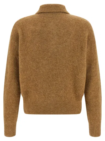 Ami Alexandre Mattiussi Ami Paris Polo In Alpaca And Wool In Brown