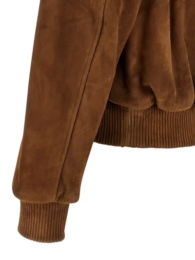 Ami Alexandre Mattiussi Goat Suede Jacket In Brown