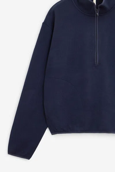Sunflower Wool Half Zip Sweatshirt In Blue