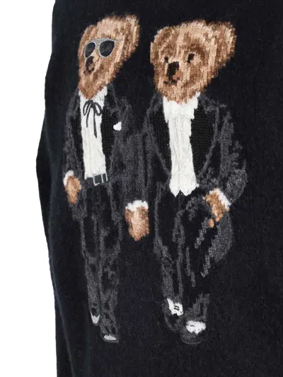 Polo Ralph Lauren Bear-embroidered Turtleneck Pullover In Black