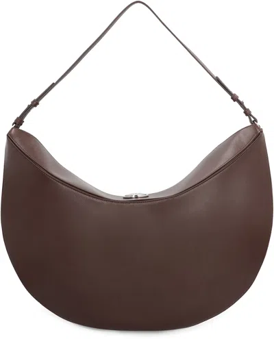 Jacquemus Le Calisso Rond Large Brown Shoulder Bag With Adjustable Strap And Embossed Logo In Leather Woman In Brown
