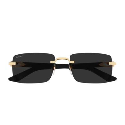 Cartier Rectangle-frame Sunglasses In Black
