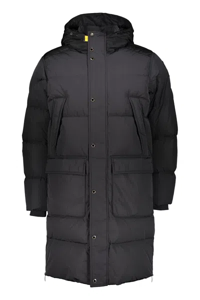 Parajumpers Black Parka With Hood And Pockets In Black
