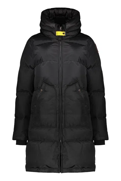 Parajumpers Hooded Logo-patch Down Jacket In Black