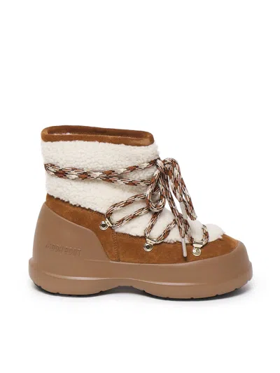 Moon Boot Shearling And Suede Winter Boots In Brown