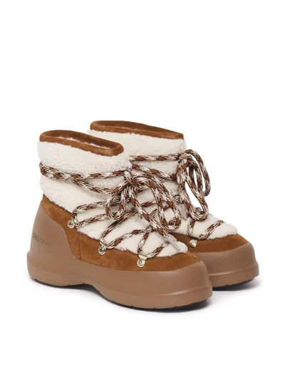 Moon Boot Shearling And Suede Winter Boots In Brown