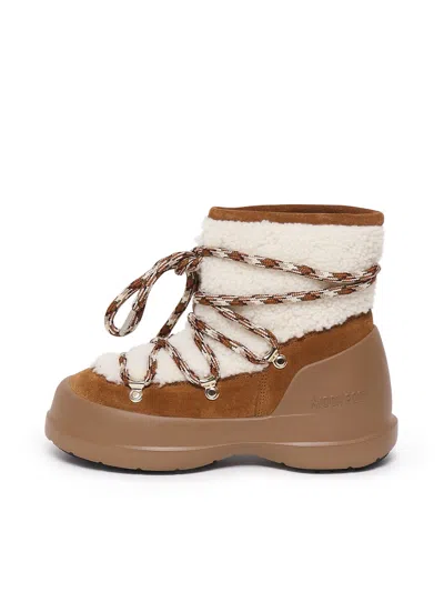 Moon Boot Shearling And Suede Winter Boots In Brown