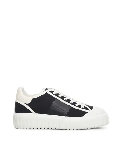 Hogan H-stripes Logo-detail Lace-up Sneakers In Black