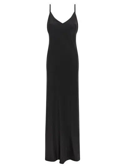 L'agence Seridie Mid-length Silk Slip Dress In Black