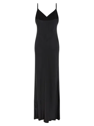 L'agence Seridie Mid-length Silk Slip Dress In Black