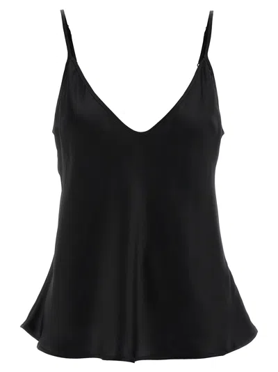 L'agence Gabriella Silk V-neck Tank In Black