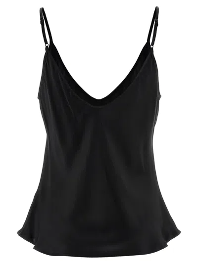 L'agence Gabriella Silk V-neck Tank In Black