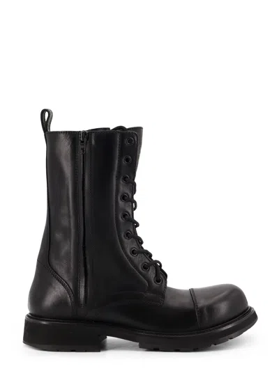 Balenciaga Women Leather Truck Laceup Boot In Black