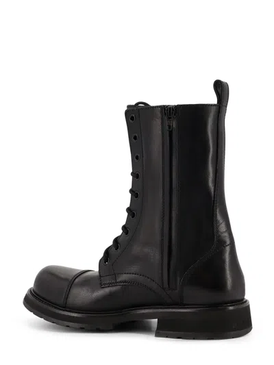 Balenciaga Women Leather Truck Laceup Boot In Black