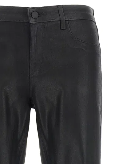L'agence Sneeki Coated Flared Jeans In Black