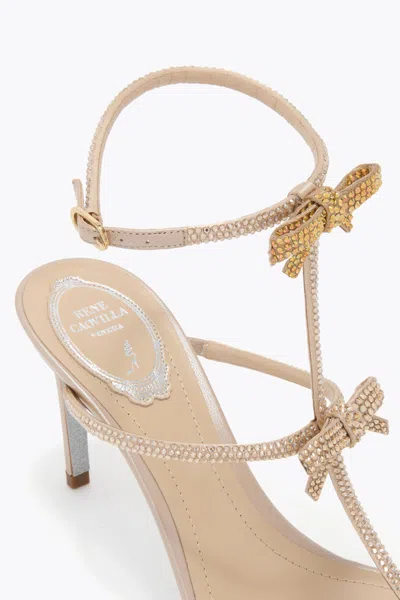 René Caovilla Caterina Gold Sandal 80 In Neutral