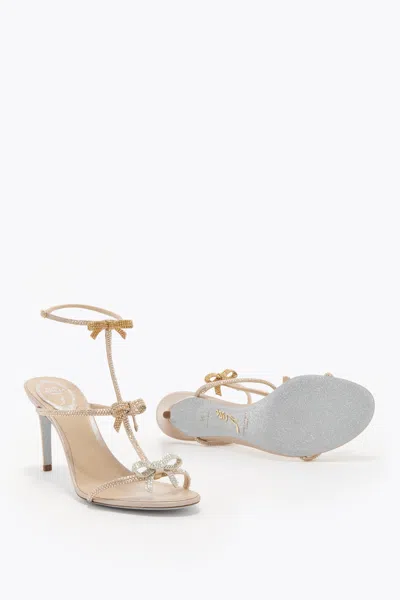 René Caovilla Caterina Gold Sandal 80 In Neutral