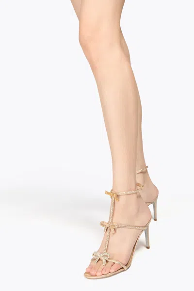 René Caovilla Caterina Gold Sandal 80 In Neutral