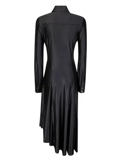 Rabanne Stretch Viscose Draped Midi Dress In Black