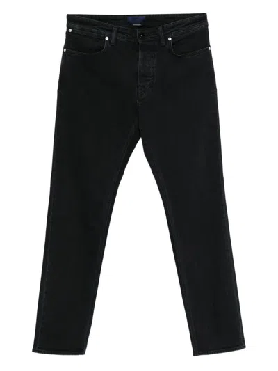 Stone Island Five-pocket Trousers With Belt Loops And Contrast Stitching In Black