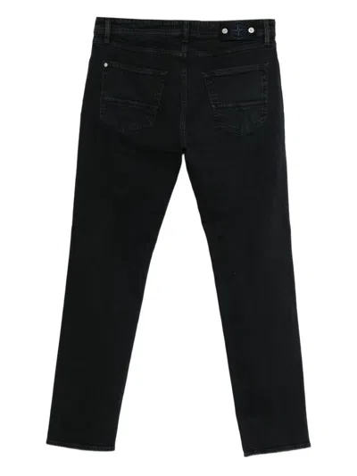 Stone Island Five-pocket Trousers With Belt Loops And Contrast Stitching In Black