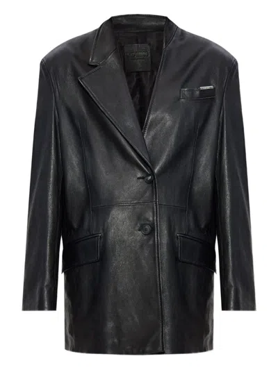 Attico Black Leather Jacket The  In Black
