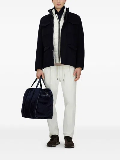 Herno Wool Cashmere And Ecoage Field Jacket In Blue