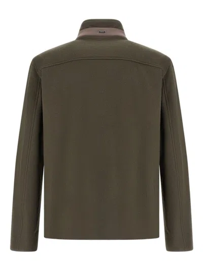 Herno High-neck Buttoned Jacket In Green