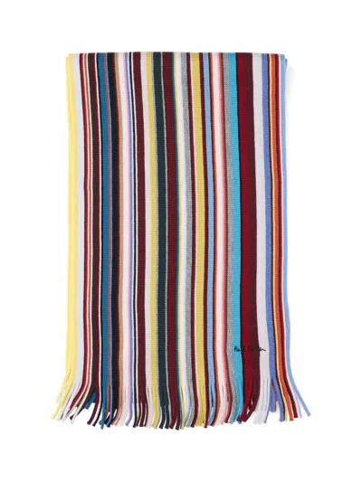 Paul Smith Striped-intarsia Wool Scarf In Multi