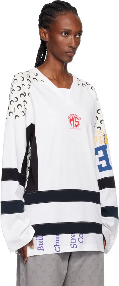 Marine Serre Regenerated Graphic Jersey Ls Hockey T-shirt In White