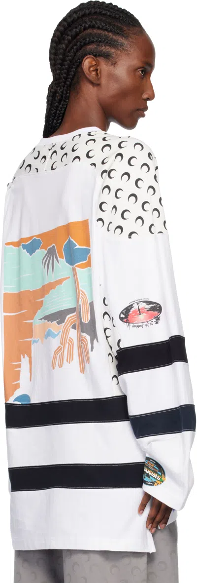 Marine Serre Regenerated Graphic Jersey Ls Hockey T-shirt In White