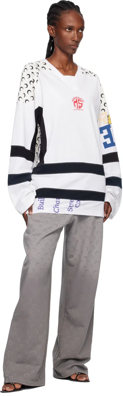 Marine Serre Regenerated Graphic Jersey Ls Hockey T-shirt In White