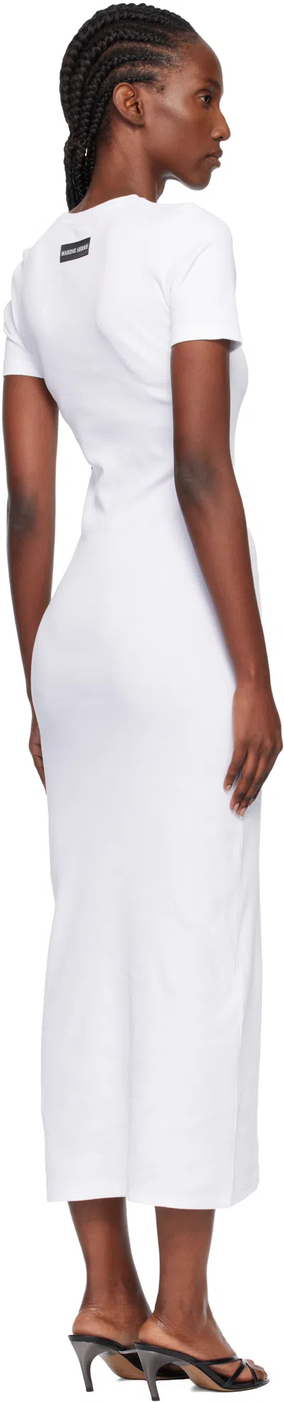 Marine Serre Logo Cotton Blend Jersey Midi Dress In White