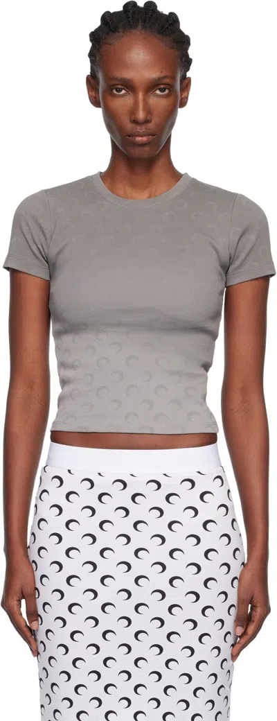 Marine Serre Gray Faded Moon Jersey Baby Fit T-shirt In Gray