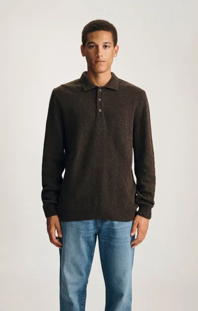 Mavi Edition Wool Long Sleeve Polo Sweater In Seal Brown In Brown
