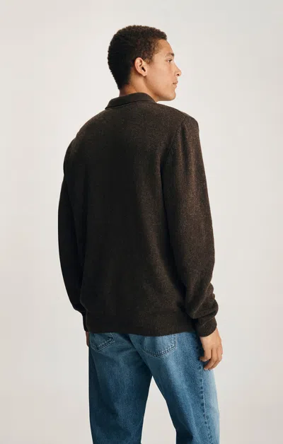 Mavi Edition Wool Long Sleeve Polo Sweater In Seal Brown In Brown