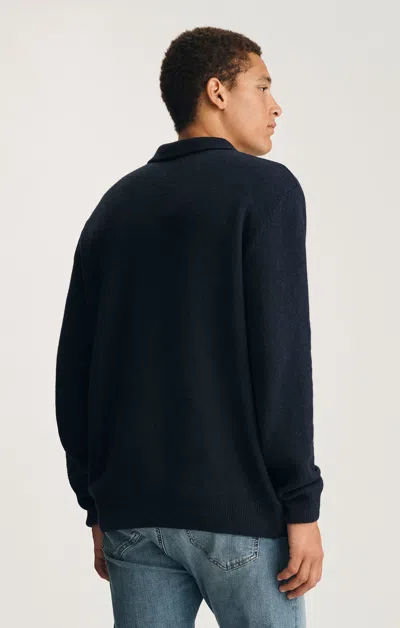 Mavi Edition Wool Long Sleeve Polo Sweater In Total Eclipse In Blue