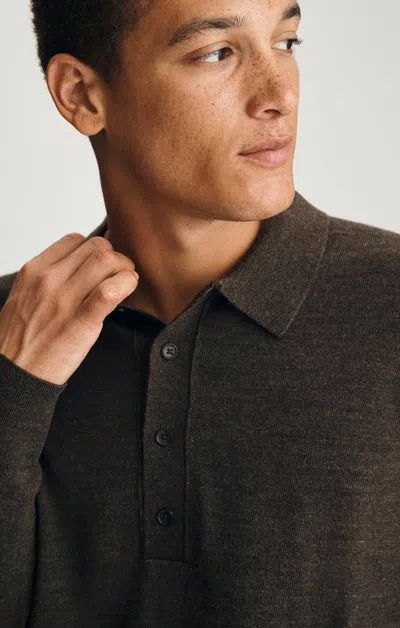 Mavi Edition Long Sleeve Polo Sweater In Shitake In Brown