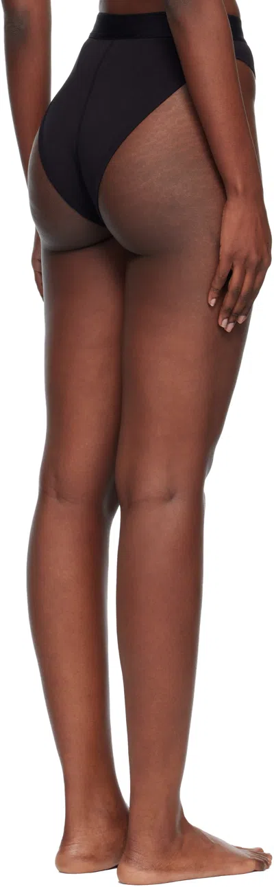 Marine Serre Black Moon Logo Stretched Jersey High-waist Briefs In Black