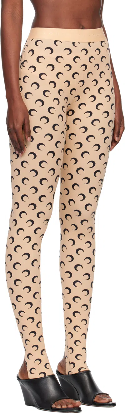 Marine Serre High-waisted Leggings With Crescent Moon Pattern In Brown